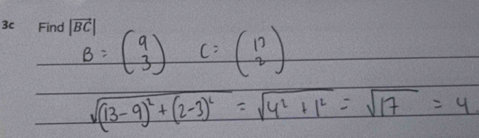 3c Find |vector BC|