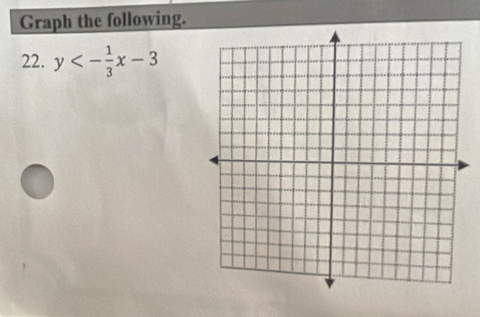 Graph the following. 
22. y<- 1/3 x-3