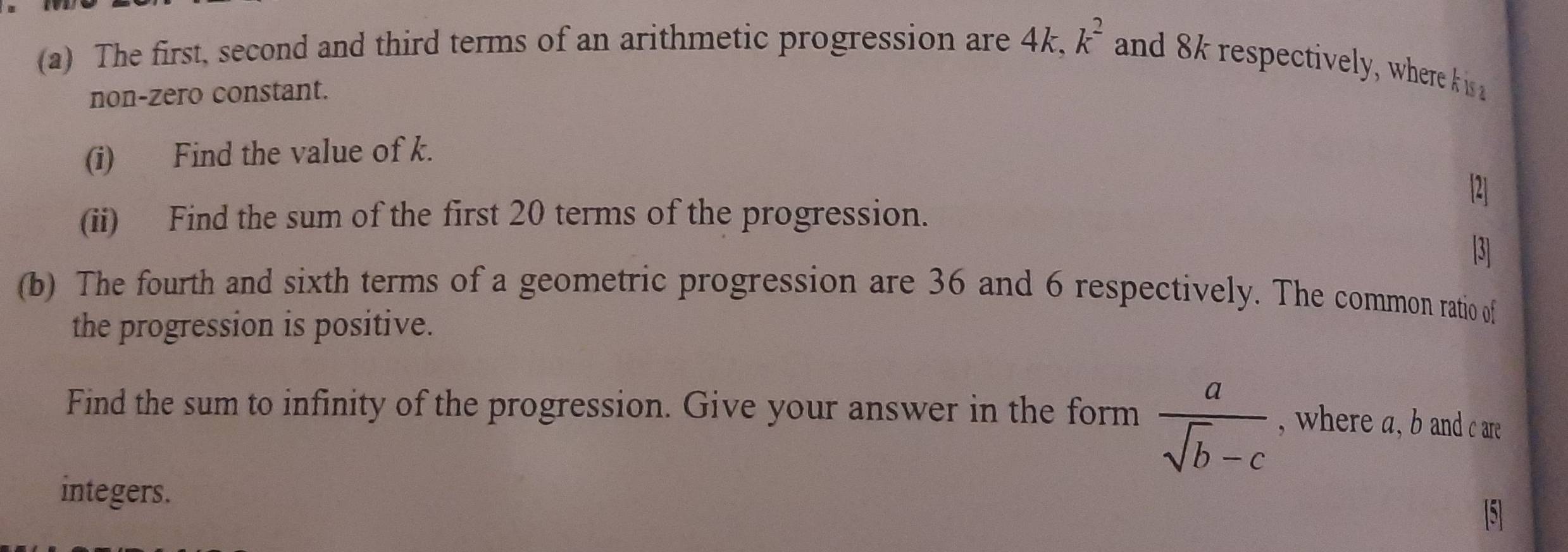 Solved: The first, second and third terms of an arithmetic progression ...