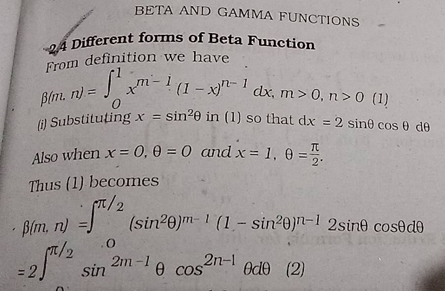 Solved: BETA AND GAMMA FUNCTIONS 24 Different forms of Beta Function ...
