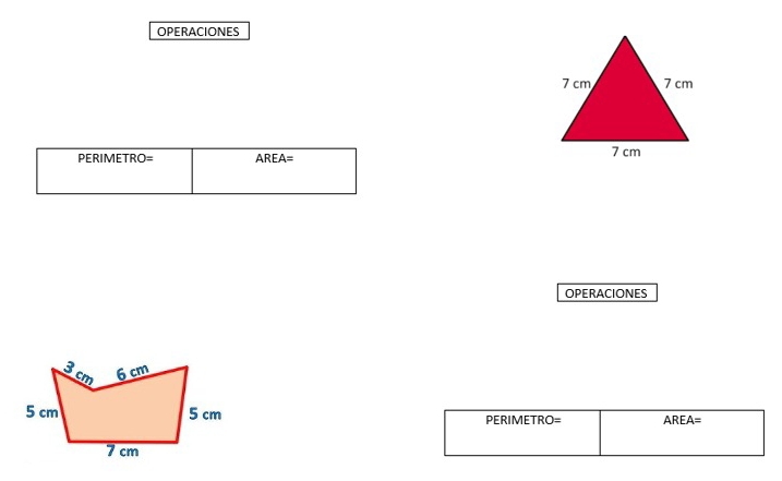 OPERACIONES 
PERIMET RO= AREA=
OPERACIONES
PERIMETRO= AREA=