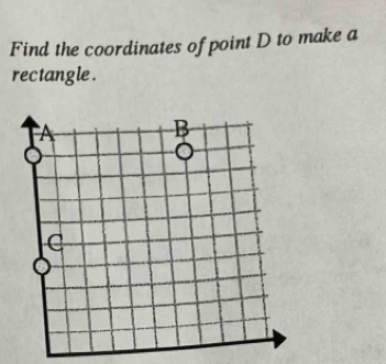 Find the coordinates of point D to make a 
rectangle .