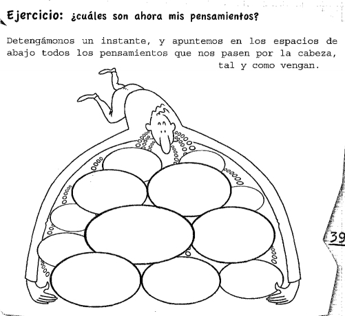 ¿cuáles son ahora mis pensamientos?
Detengámonos un instante, y apuntemos en los espacios de
abajo todos los pensamientos que nos pasen por la cabeza,
39