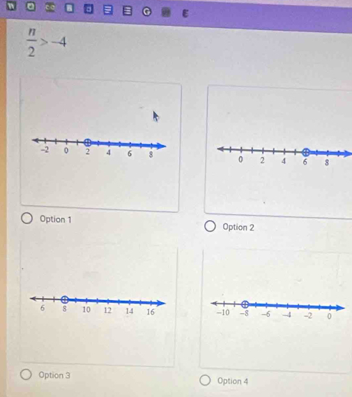  n/2 >-4

Option 1 Option 2

Option 3 Option 4