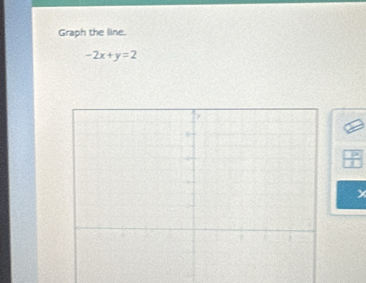 Graph the line.
-2x+y=2
2a 
overline d
X