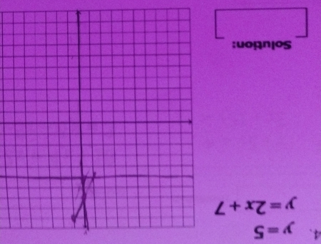 y=5
y=2x+7
Solution: