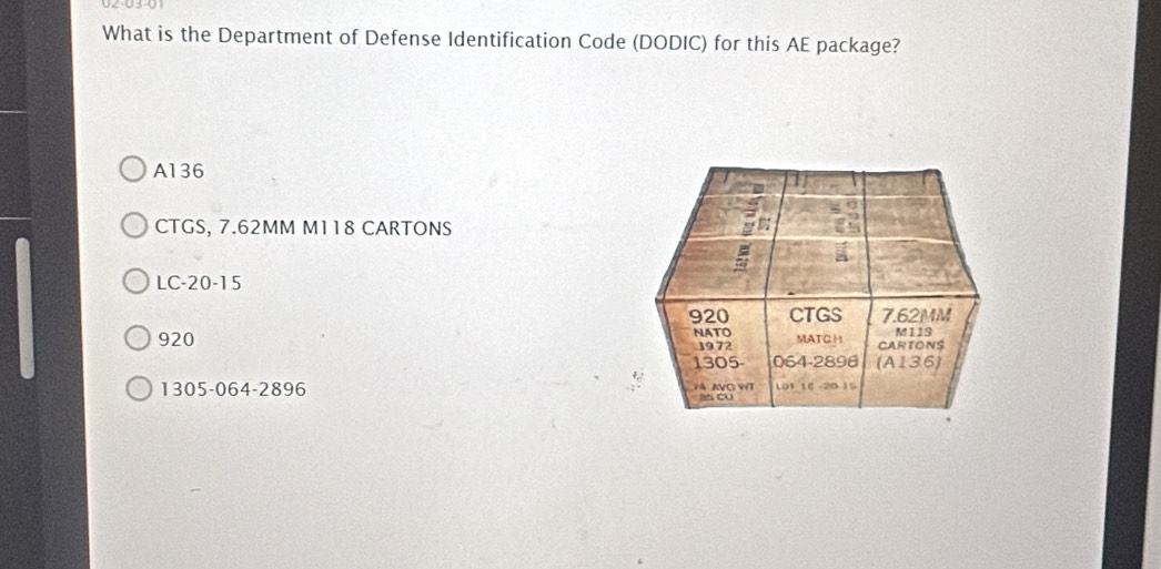 Solved: What is the Department of Defense Identification Code (DODIC ...