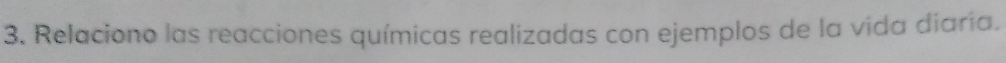 Relaciono las reacciones químicas realizadas con ejemplos de la vida diaría.