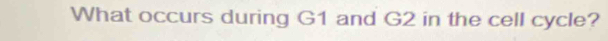 What occurs during G1 and G2 in the cell cycle?