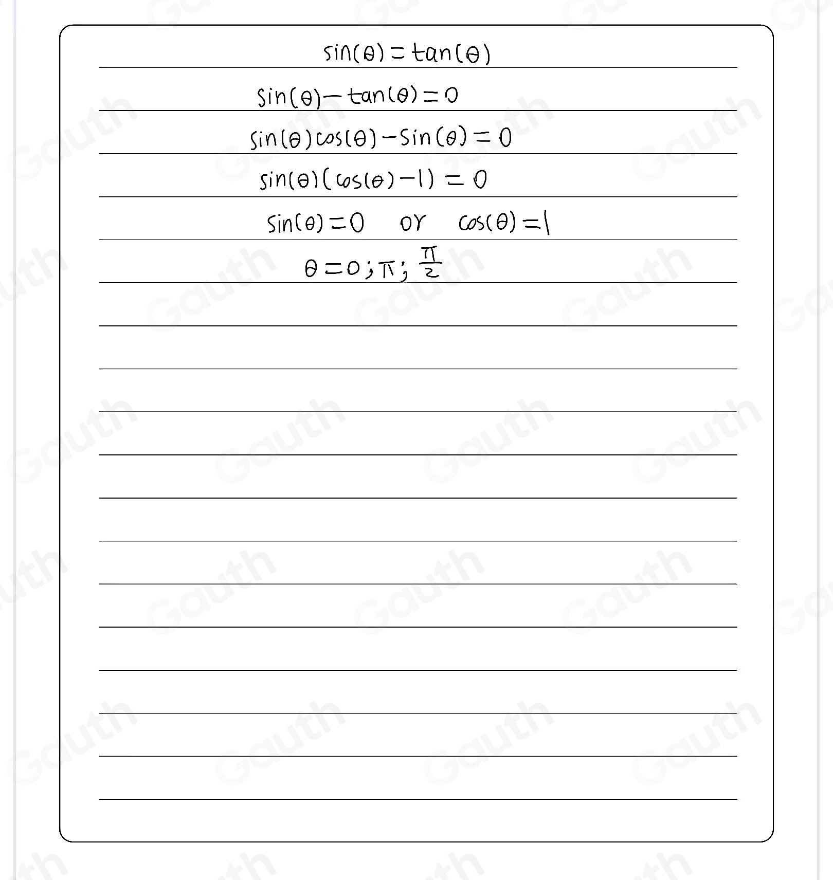 Solved: Find all values of θ, in radians, for which sin (θ )=tan (θ ...