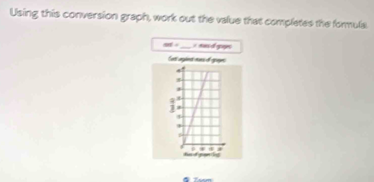 Using this conversion graph, work out the value that completes the formula
55° _ s d apayes 
Cos'agied oves of grayes
3
5 :8 
taes of grager leg 
a Zaam