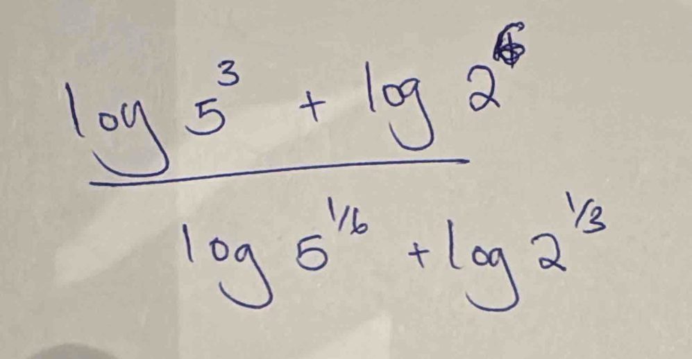 frac (log 5)^3(log 5)^(2^(1)/_2)log 55^(^1)+1o2· log 2^(16)