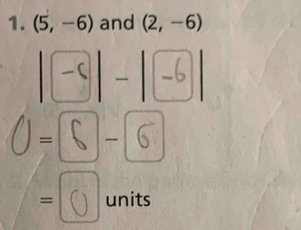 (5,-6) and (2,-6)
-(
-6
= 6
= units