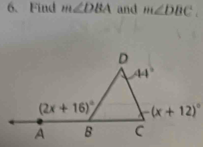 Find m∠ DBA and m∠ DBC