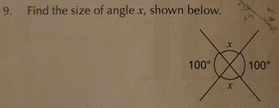 Find the size of angle x, shown below.