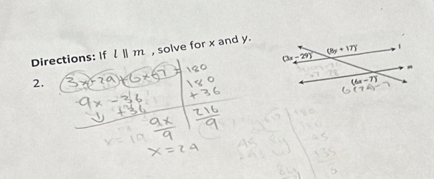 Directions: If l | m , solve for x and y.
2.