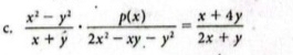  (x^2-y^2)/x+y ·  p(x)/2x^2-xy-y^2 = (x+4y)/2x+y 