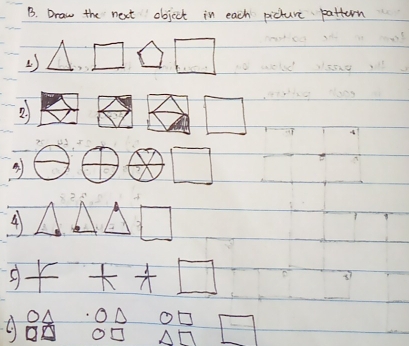 Solved: Draw the next object in each picture pattern 2. 4 9 - [Others]
