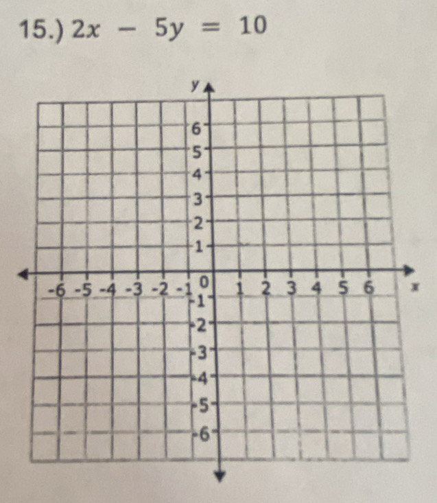 15.) 2x-5y=10
x