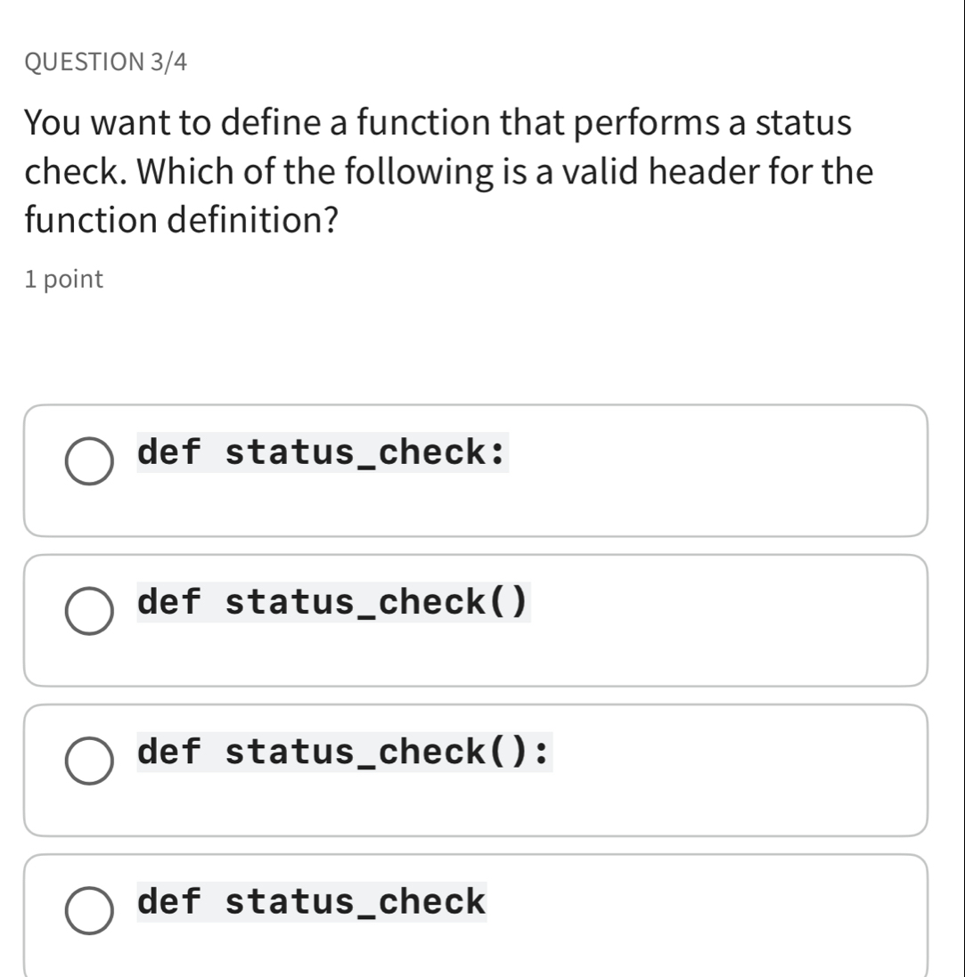 Solved: QUESTION 3/4 You want to define a function that performs a ...