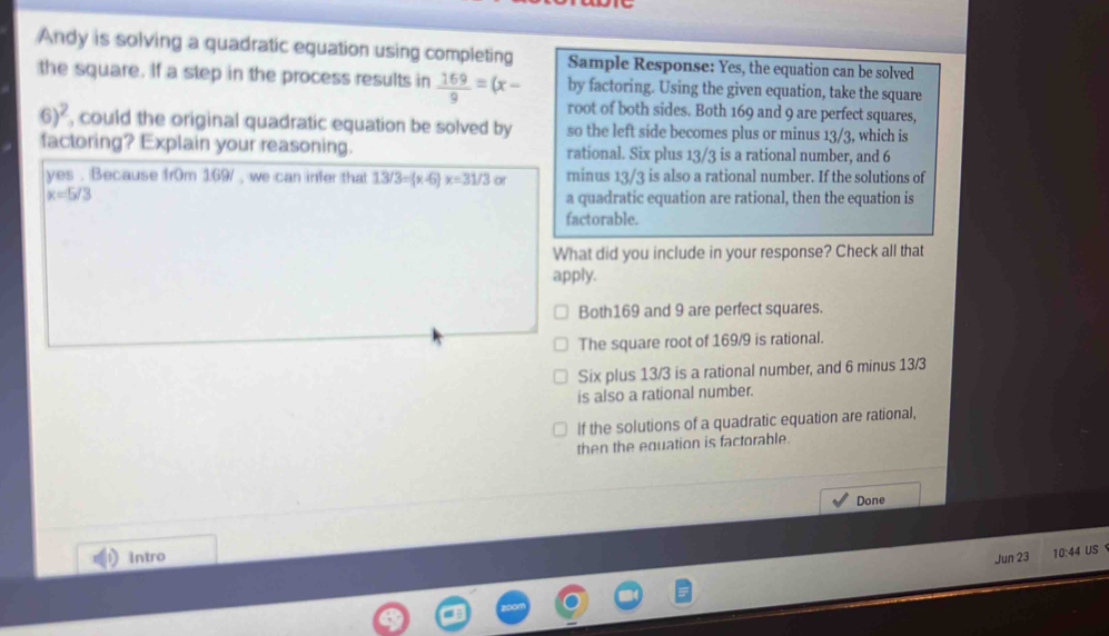 Solved: Andy is solving a quadratic equation using completing Sample ...