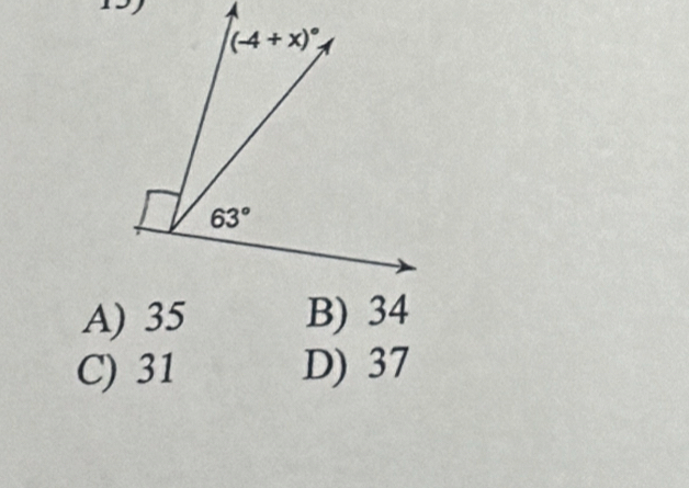 A) 35 B) 34
C) 31 D) 37