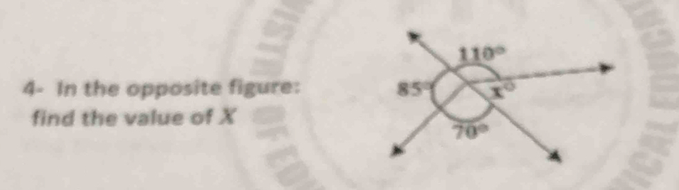 4- In the opposite figure: 
find the value of X