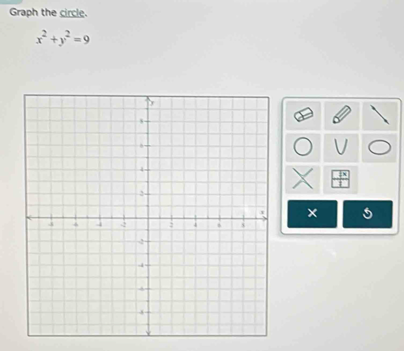 Graph the circle.
x^2+y^2=9
V 
  4x/3 
×