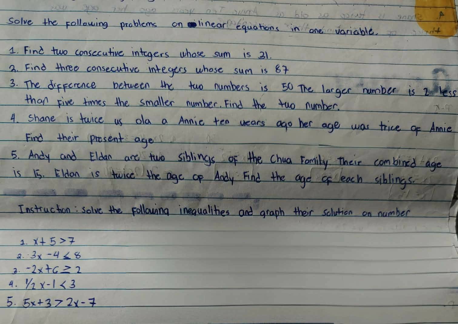 Solved: solve the following problems on linear equations in one ...