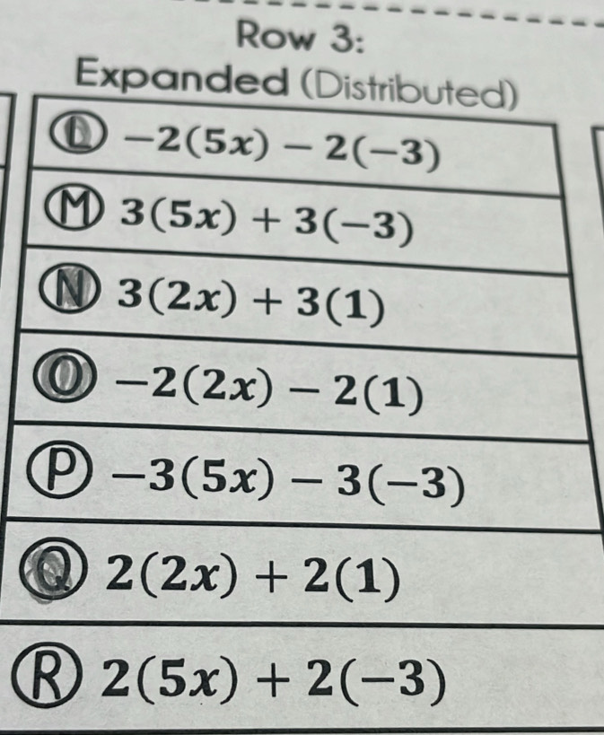 Row 3:
Ex