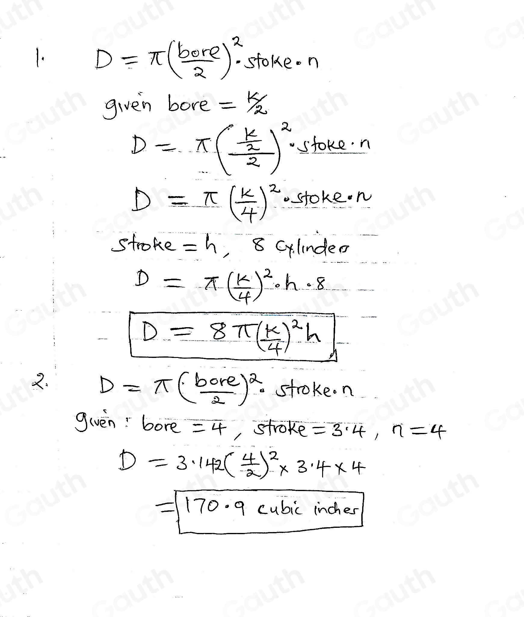Solved: The engine displacement of an automobile is the volume through ...