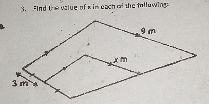 Find the value of x in each of the following: