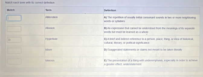 Match each term with its correct definition