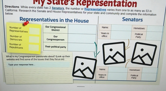 Solved: My State's Representation Directions: While every state has 2 ...