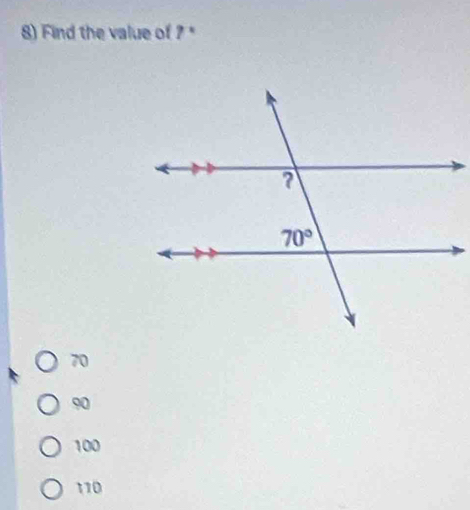 Find the value of ?
70
90
100
110