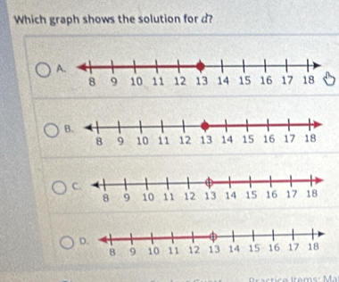 Which graph shows the solution for d? 
A.