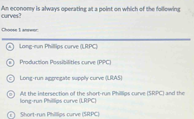 Solved: An economy is always operating at a point on which of the ...
