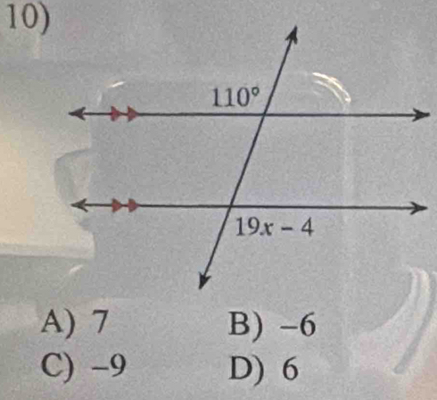 A) 7 B) -6
C) -9 D) 6