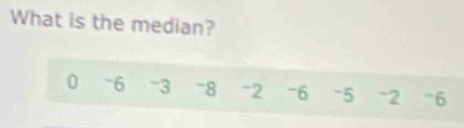 What is the median?
0 6 -3 -8 -2 -6 -5 -2 ^6