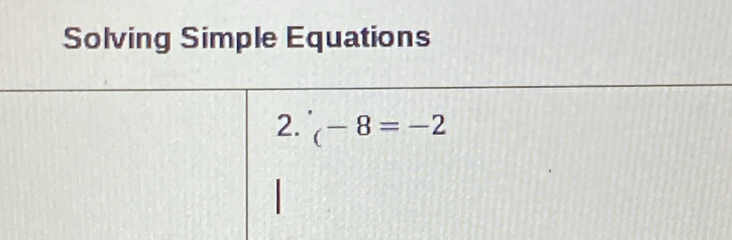 Solving Simple Equations