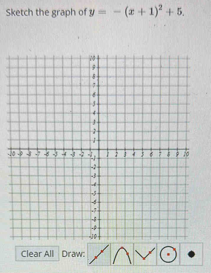 Sketch the graph of y=-(x+1)^2+5.
-2
Clear All Draw: