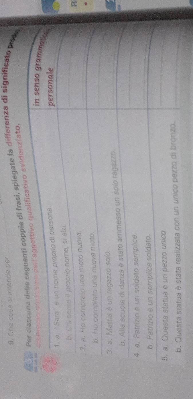 Che cosa si intende per 
i frasi, spiegate la differenza di significato prle 
nziato. 
R