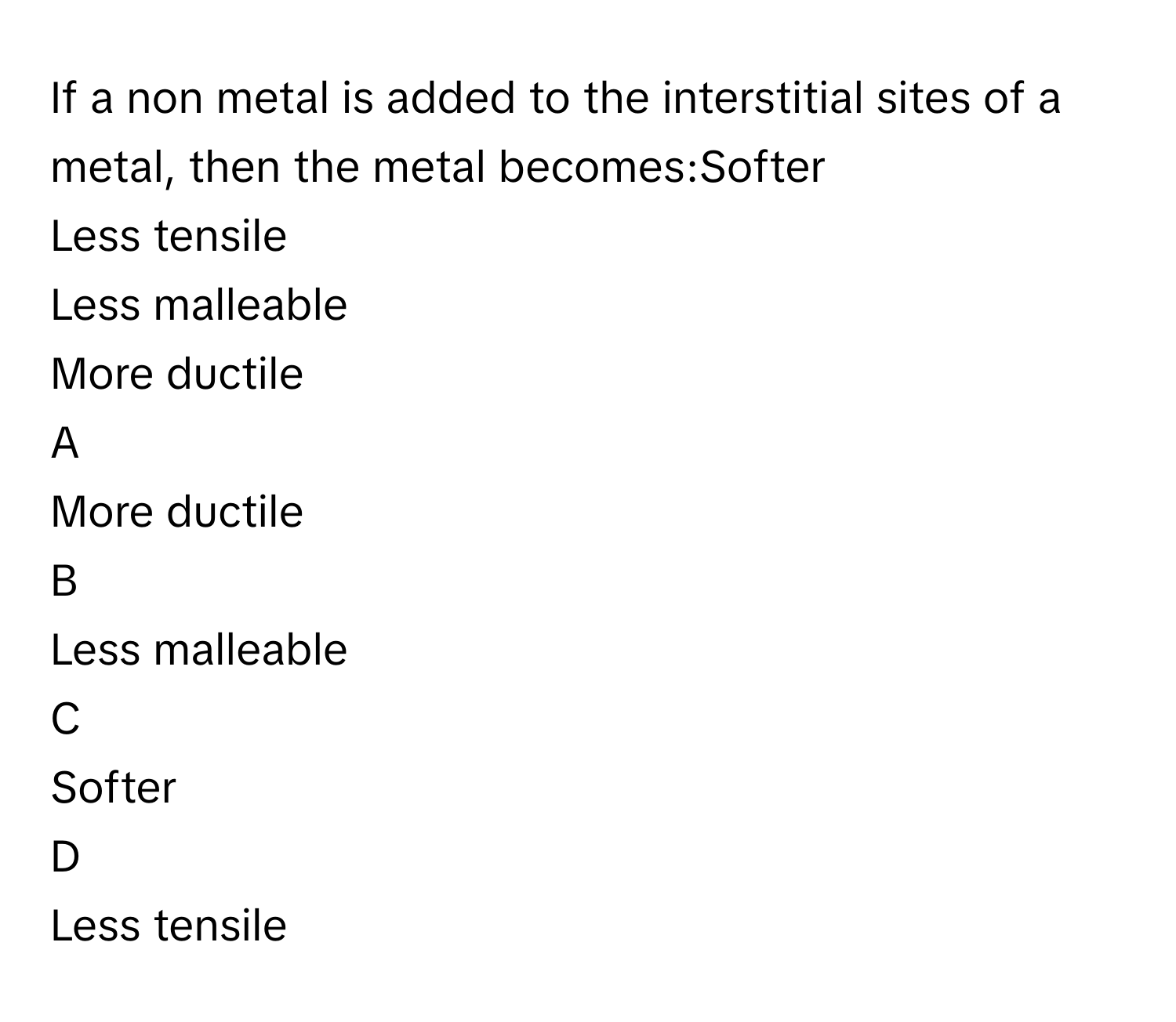 Solved: If a non metal is added to the interstitial sites of a metal ...