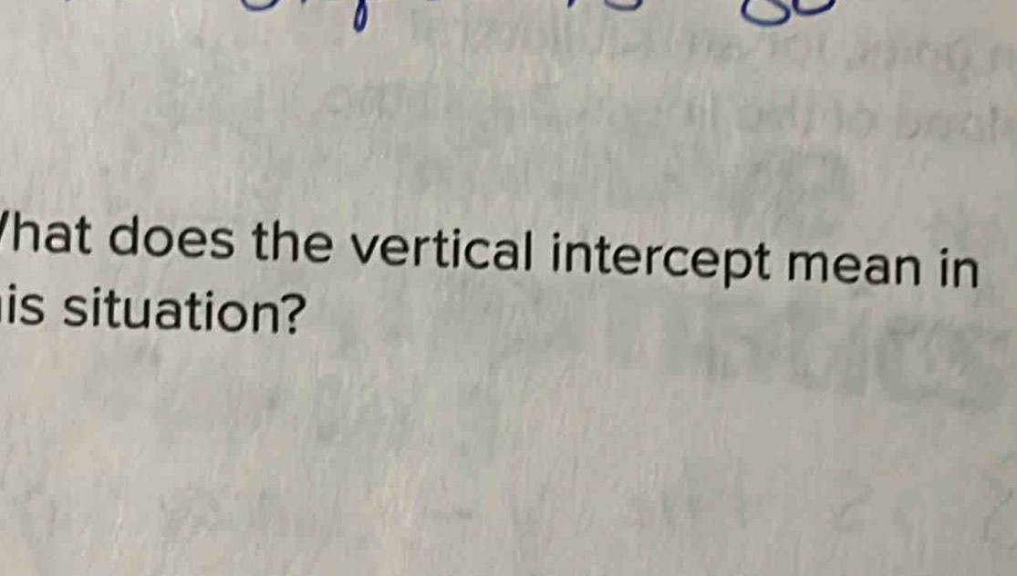 What does the vertical intercept mean in 
is situation?