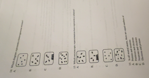 Solved: A. 14. Which diagram represents a heterogeneous misture B. C. D ...
