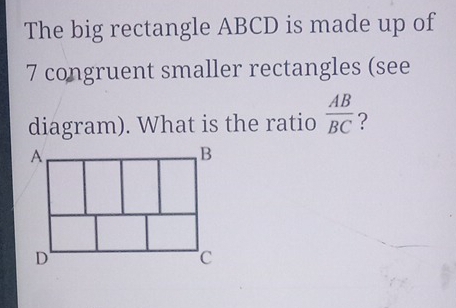 Solved: The big rectangle ABCD is made up of 7 congruent smaller ...