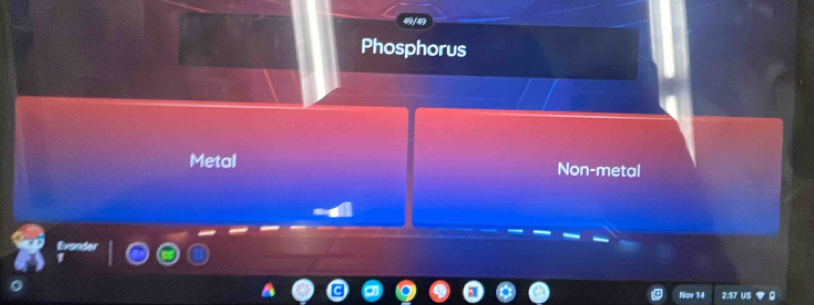 Phosphorus
Metal Non-metal
7