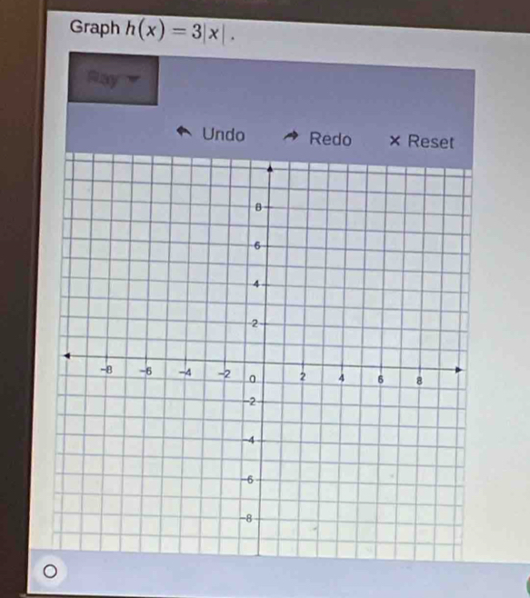 Graph h(x)=3|x|. 
say 
Undo Redo × Re