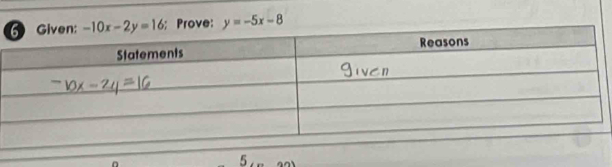 Prove: y=-5x-8
n 
5