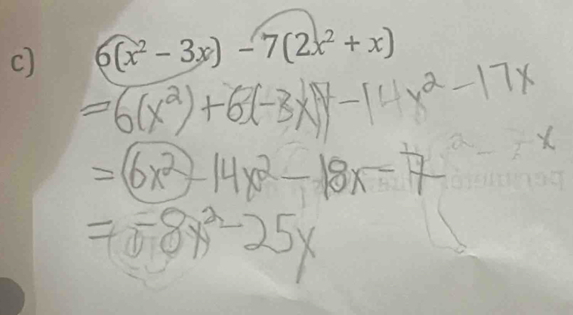 6(x^2-3x)-7(2x^2+x)